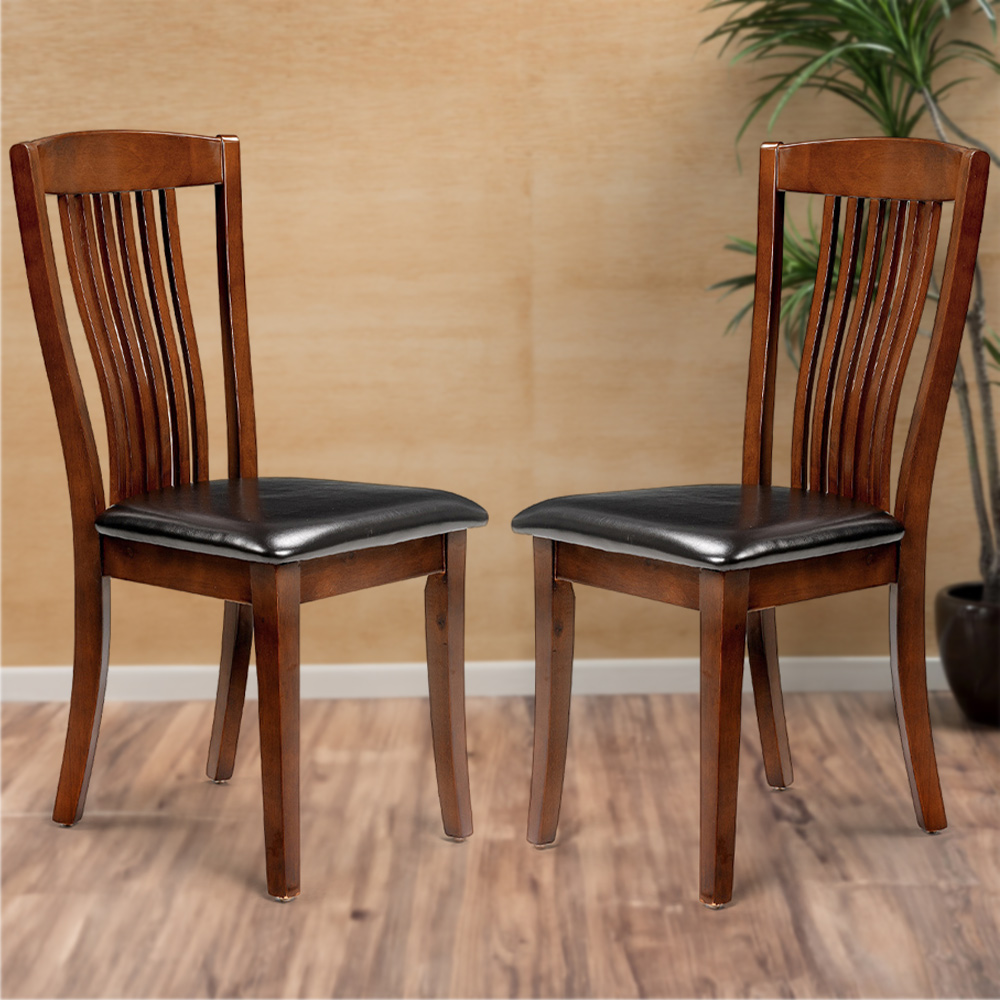 Julian Bowen Canterbury Set of 2 Brown and Mahogany Dining Chair Image 1