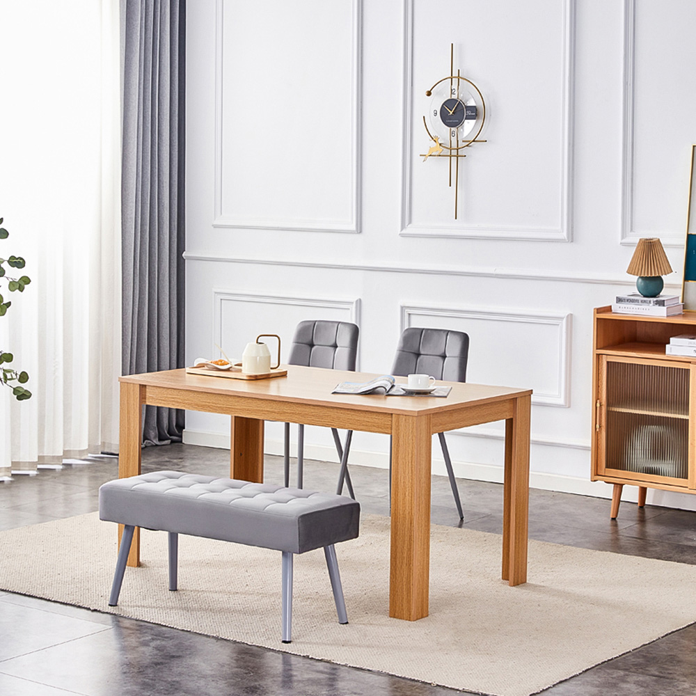 Kosy Koala 4 Seater Dining Set with Bench Oak Effect and Grey Velvet Image 3