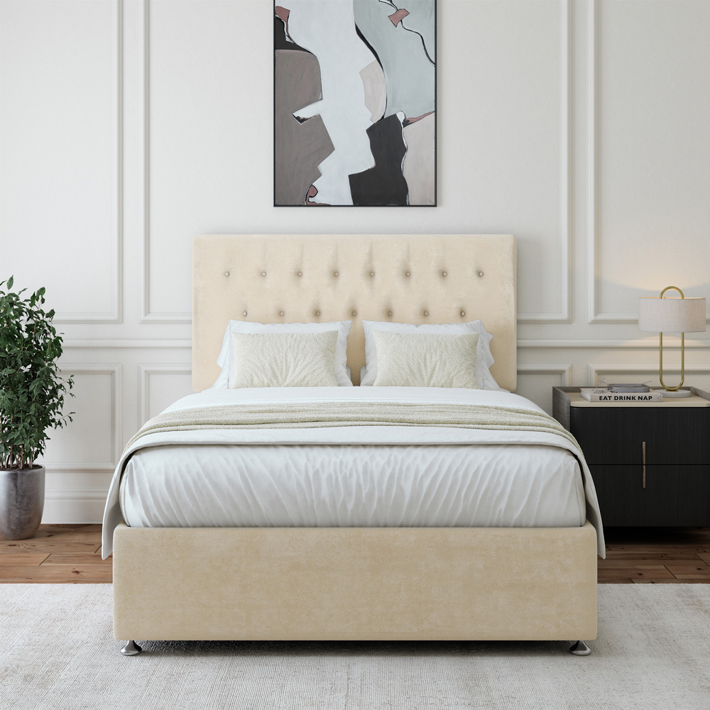Bedmaster Double Cream Naples Linen Divan Base with Lona Headboard Image 3