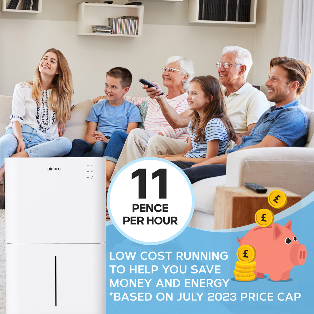 Air Pro White Portable Whisper-Quiet Peltier Technology Wi-Fi Dehumidifier with Remote 25L Image 7