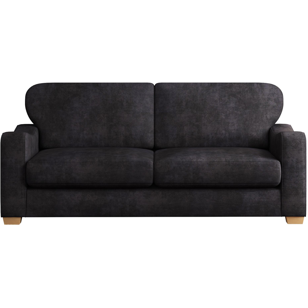 Theadford 3 Seater Ebony Plush Velvet Fixed Back Sofa Image 2