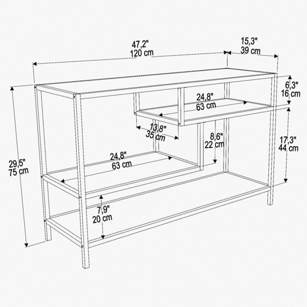 Decorotika Robins Industrial Gold and Grey TV Stand Image 7