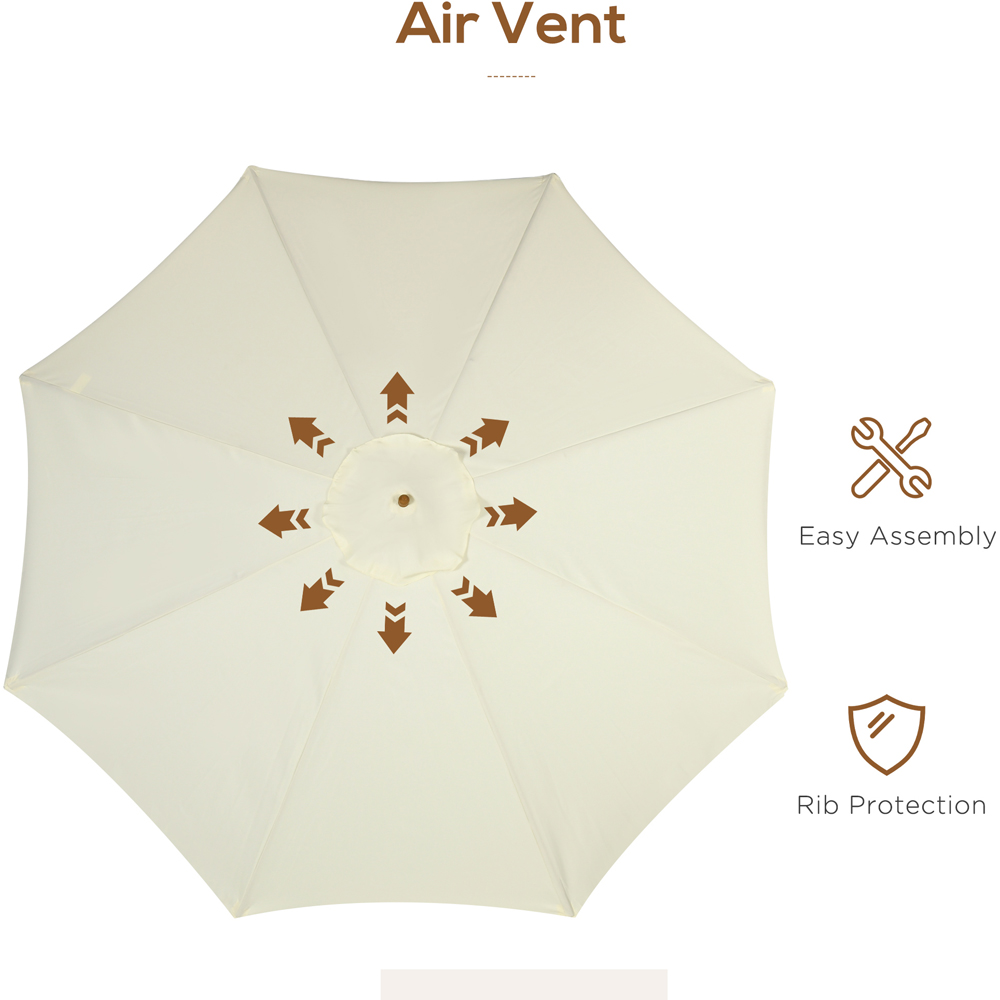 Outsunny Beige Detachable Pole Rope Pully Parasol 3.3m Image 6