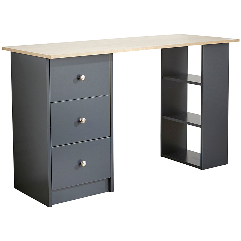 Home Source Camden 3 Drawer 3 Shelf Computer Desk Graphite Image 2