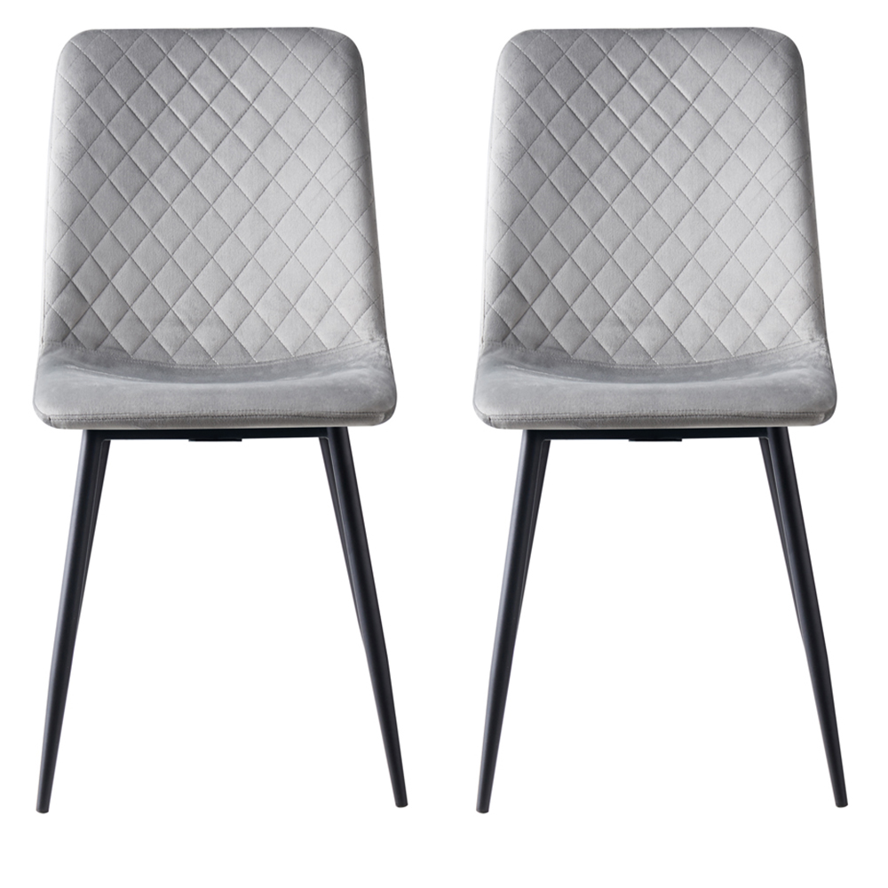 Lexi Set of 4 Light Grey Velvet Fabric Dining Chairs Image 3