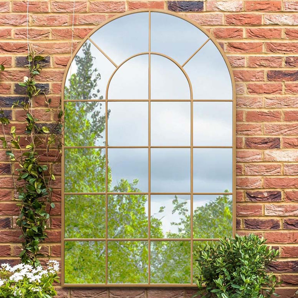 MirrorOutlet The Arcus Gold Framed Arched Wall Garden Mirror 190 x 120cm Image 2