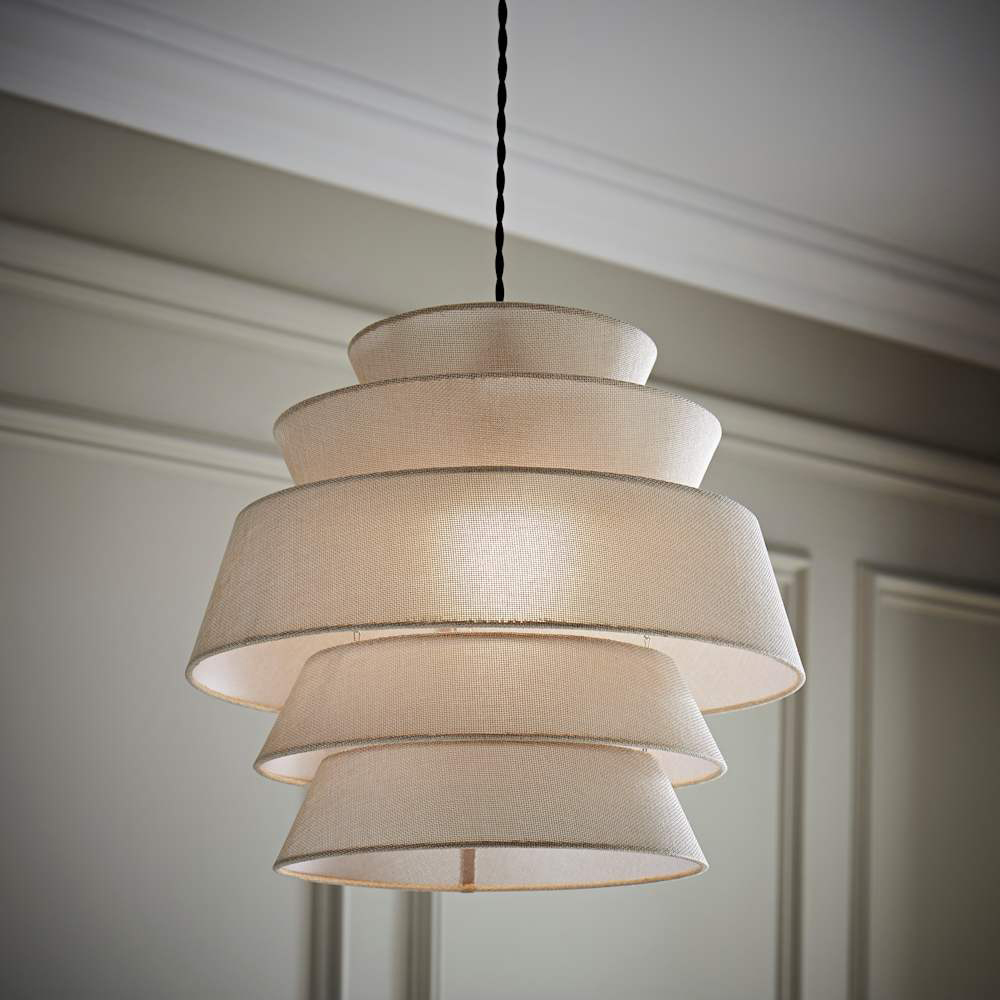 ValueLights Valerie 5 Tier Natural Linen Ceiling Lamp Shade Image 3
