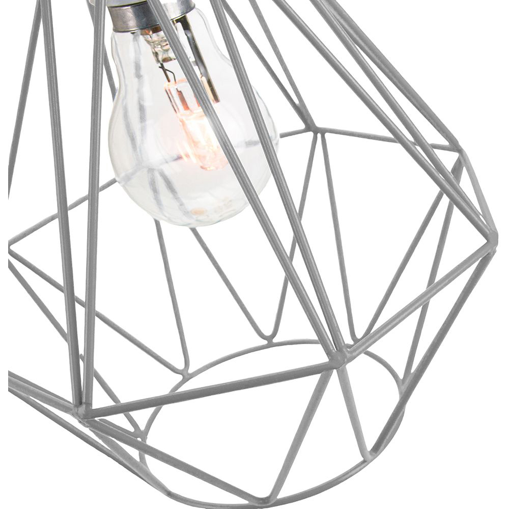 Happy Homewares Matt Grey Metal Cage Ceiling Pendant Light Shade Image 2