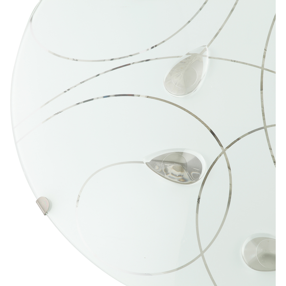 Happy Homewares Opal White Glass Flush Ceiling Light with Crystal Drop Image 6