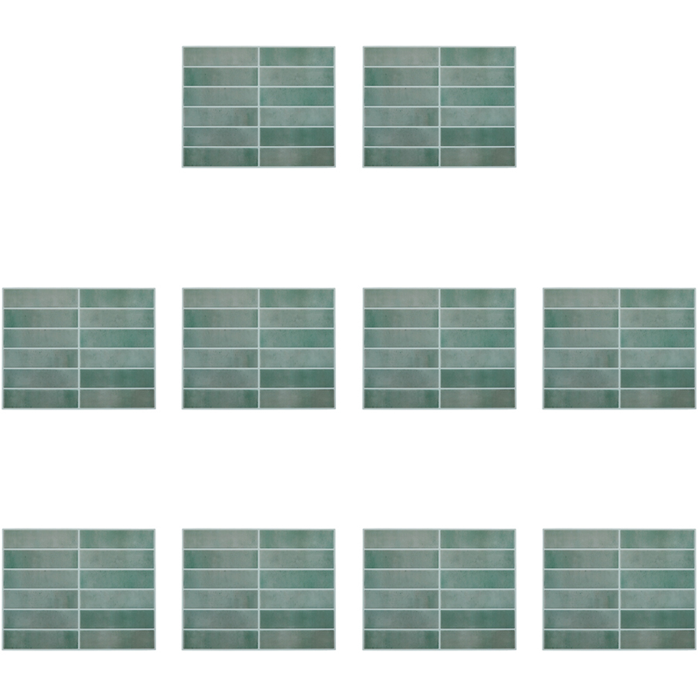 Living and Home Light Green Rectangle Self Adhesive Wall Sticker 10 Pack Image 2