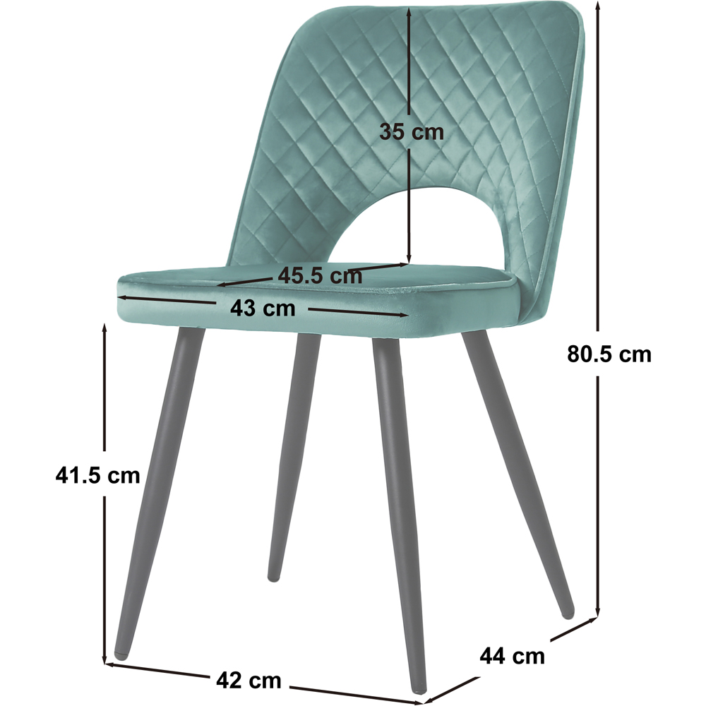 Metis Set of 2 Green Velvet Dining Chair Image 9