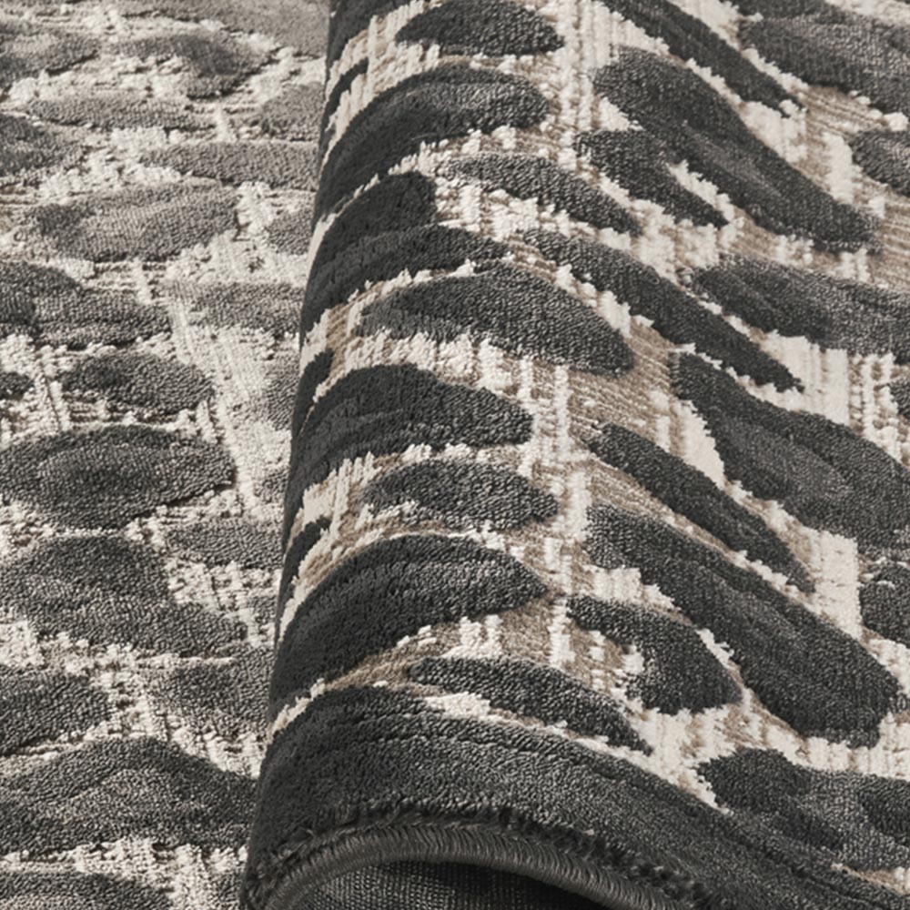 Mayfair Living Room Area Rug Metallic Sheen Contemporary Modern Leopard Design - Black 160cm x 230cm Image 3