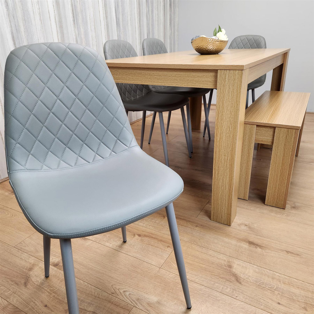 Portland 6 Seater Dining Set Oak Effect and Grey Image 4