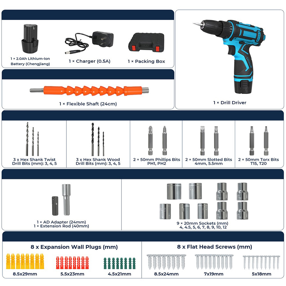 Traderight Cordless Combi Drill Driver and Screwdriver Set with Battery Image 9