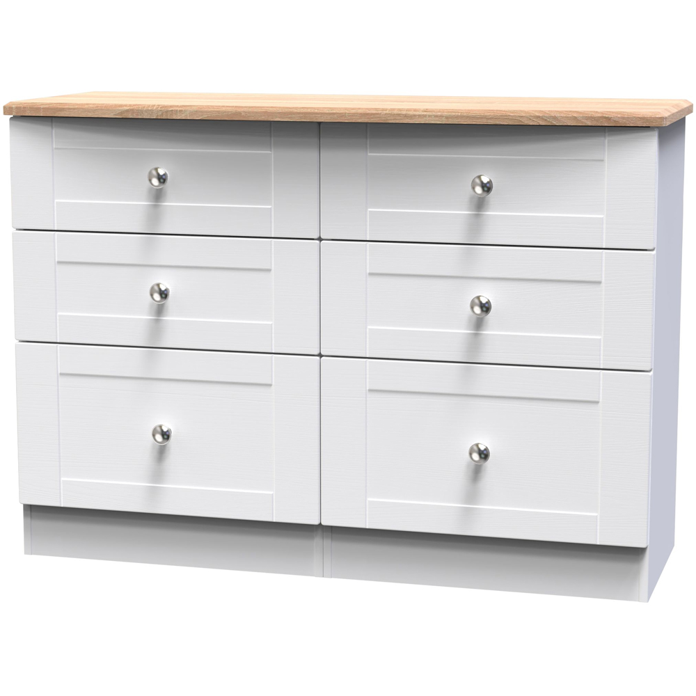 Crowndale Sussex 6 Drawer White Ash and Bardolino Oak Chest of Drawers Ready Assembled Image 2
