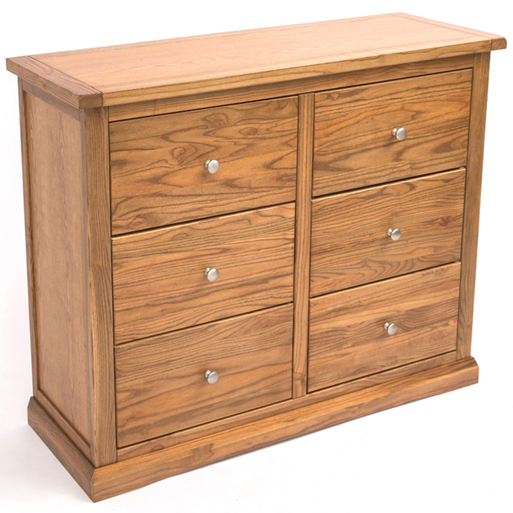 Cabinet Bits Salerno 6 Drawer Brown Chrome Knob Chest of Drawers Image 4