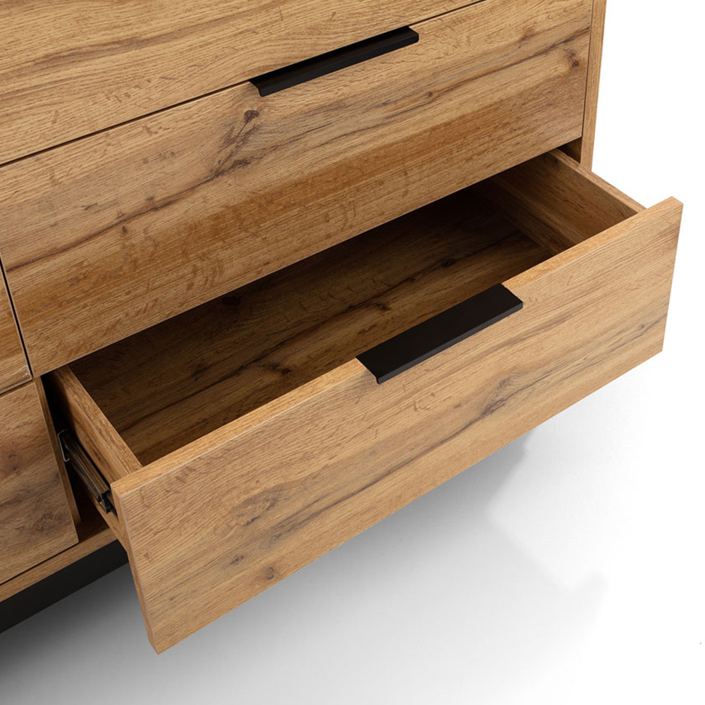 Julian Bowen Bali 6 Drawer Modern Oak Effect Wide Chest of Drawers Image 7