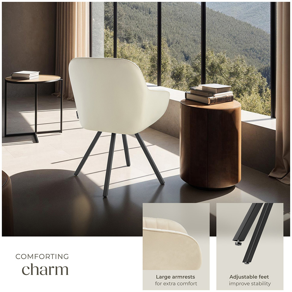 tectake Set of 4 Cream Velvet Lounge Armchair Image 8