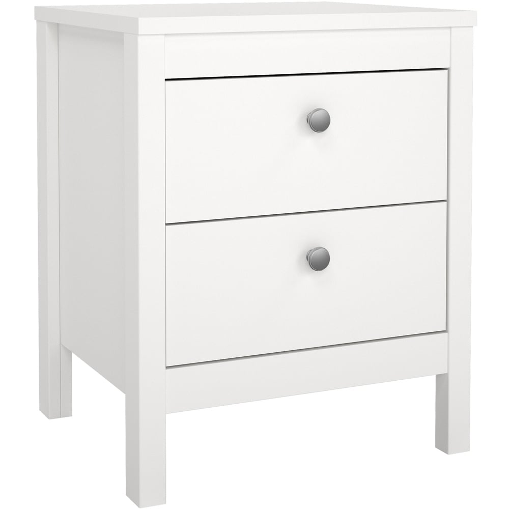 Florence Madrid 2 Drawer White Bedside Table Image 2