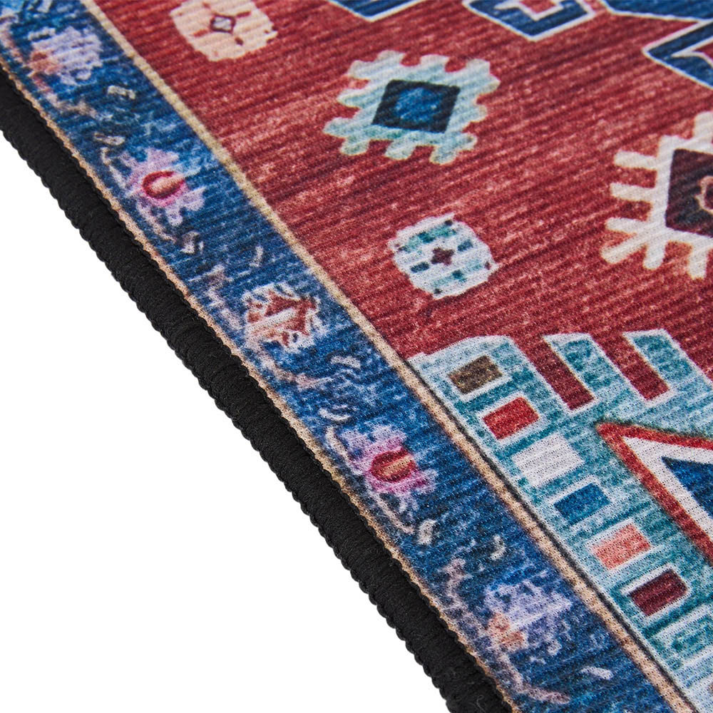 Living and Home Bohemian Red Eclectic Geometric Non-Slip Runner Rug 180 x 60cm Image 4
