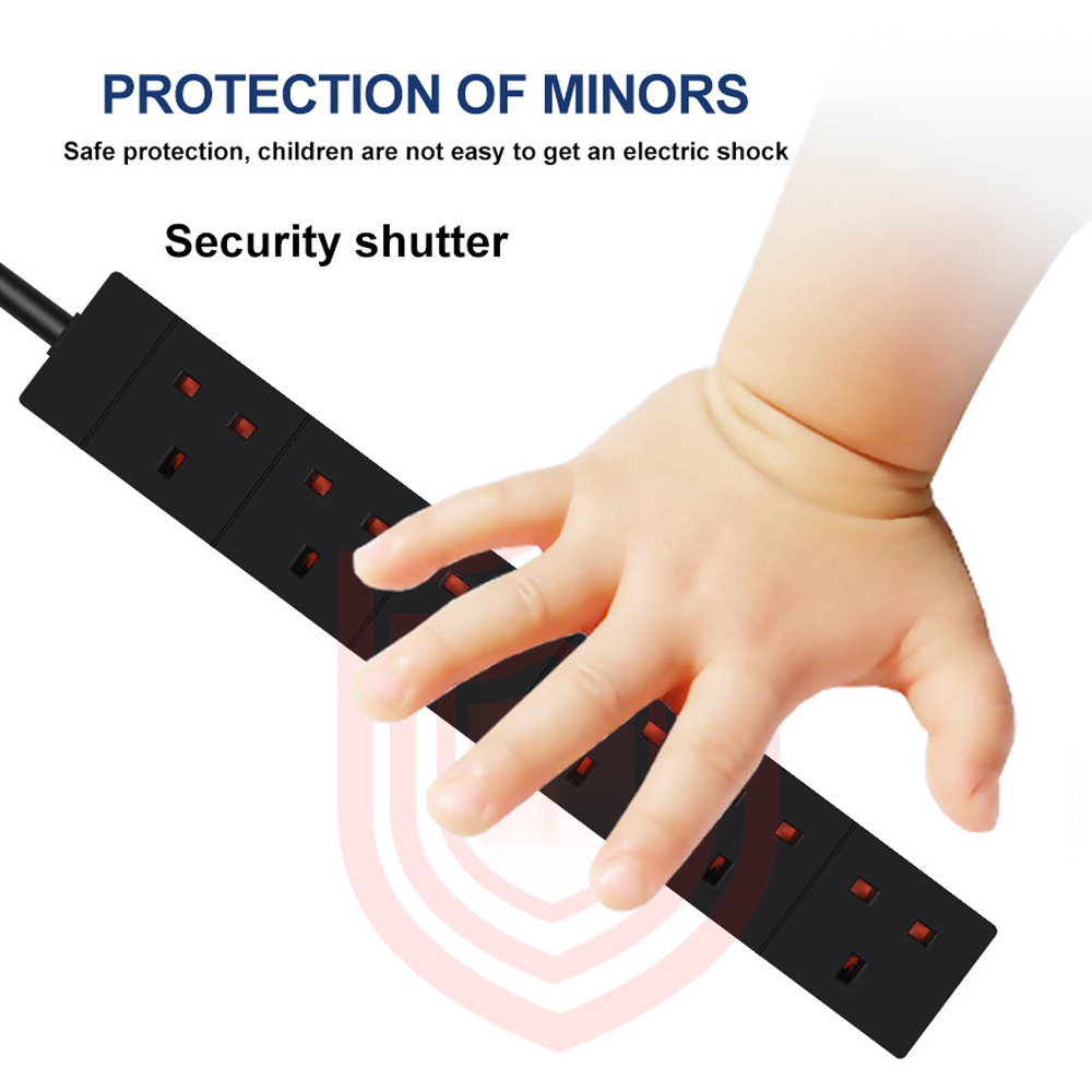 ExtraStar 6 Way 13A Black Extension Lead 3m Image 5