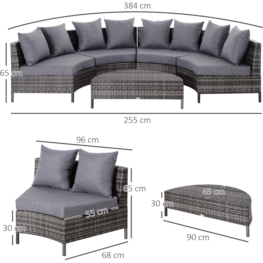 Outsunny 4 Seater Grey Rattan Sofa Lounge Set Image 7