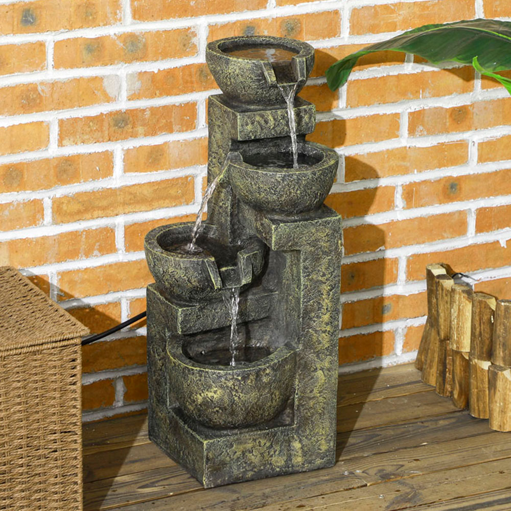 Outsunny 4 Tier Black and Yellow Water Feature Image 2