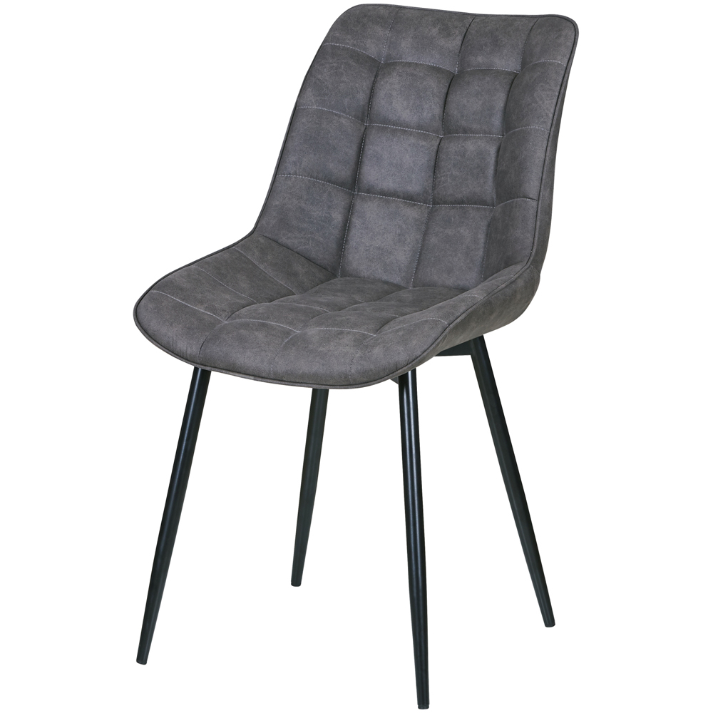 Alba Set of 2 Grey Suede Effect Plush Padded Dining Chairs Image 3