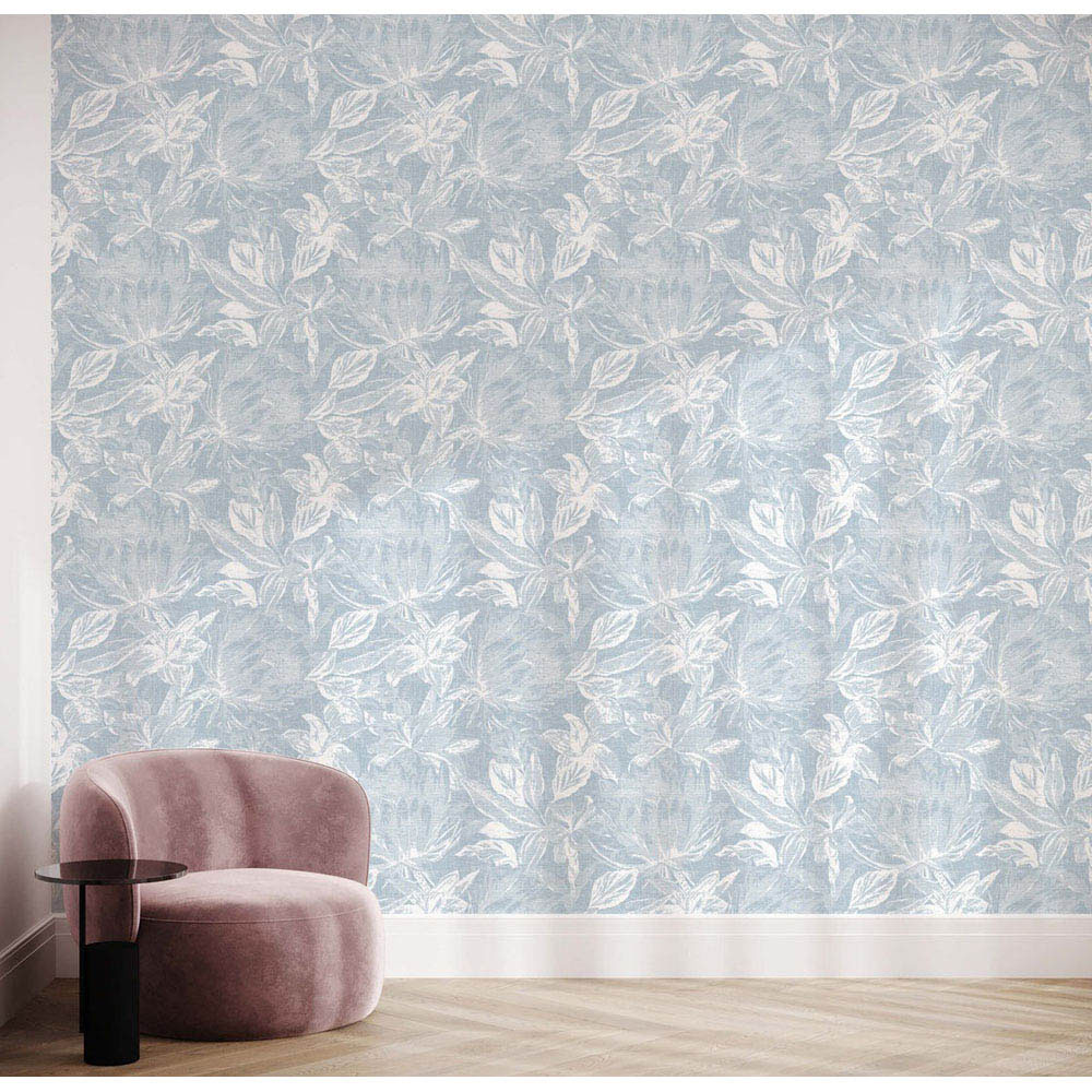 Bobbi Beck Eco Luxury Abstract Tapestry Floral Blue Wallpaper Image 2