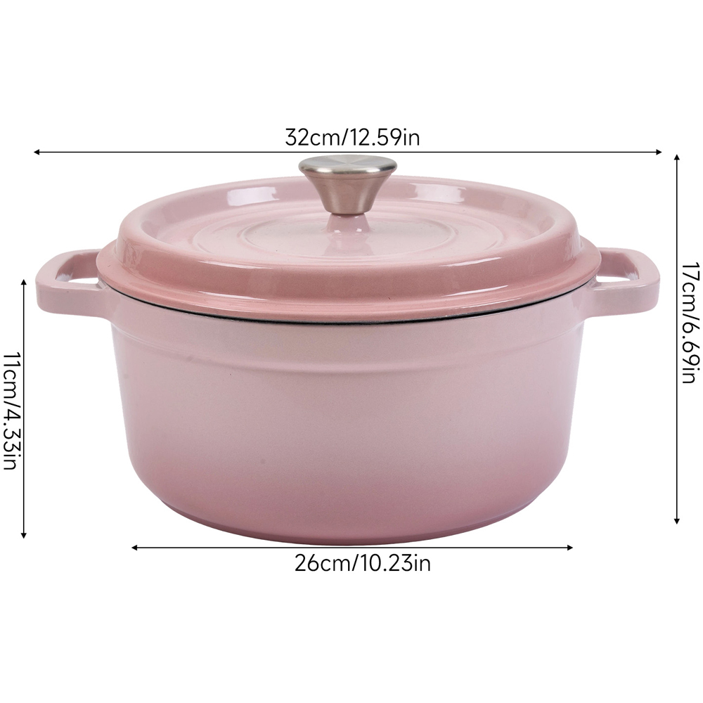 Living and Home Gradient Pink Enamelled Cast Iron Dutch Oven Pot 5L Image 8