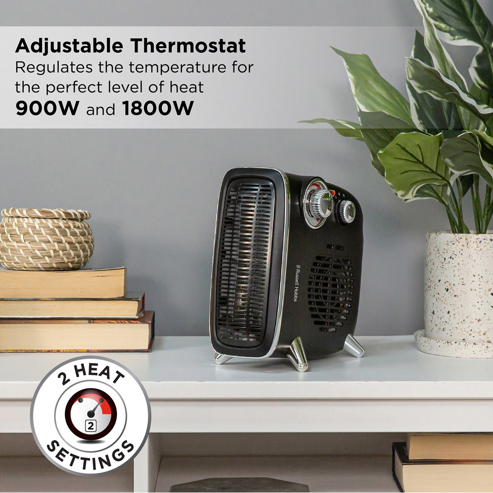 Russell Hobbs RHRETHFH1001B Retro Black Fan Heater 1800W Image 6