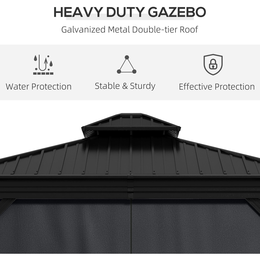 Outsunny 3 x 3.7m Dark Grey 2 Tire Aluminium Gazebo Image 4