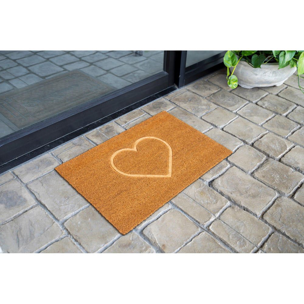Eselle Astley Pressed Heart Embossed Natural Coir Door Mat 40 x 60cm Image 6