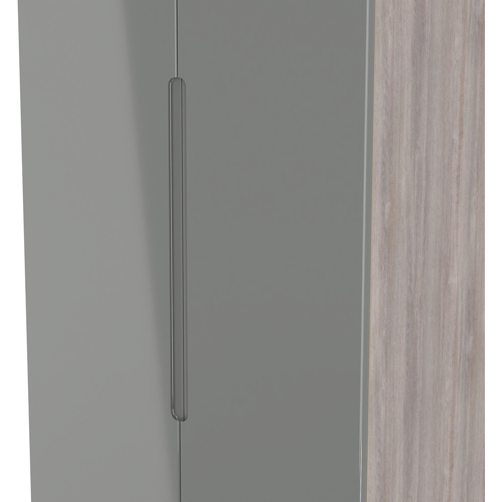 Crowndale Milan 2 Door 2 Drawer Grey Gloss and Grey Oak Tall Wardrobe Ready Assembled Image 5