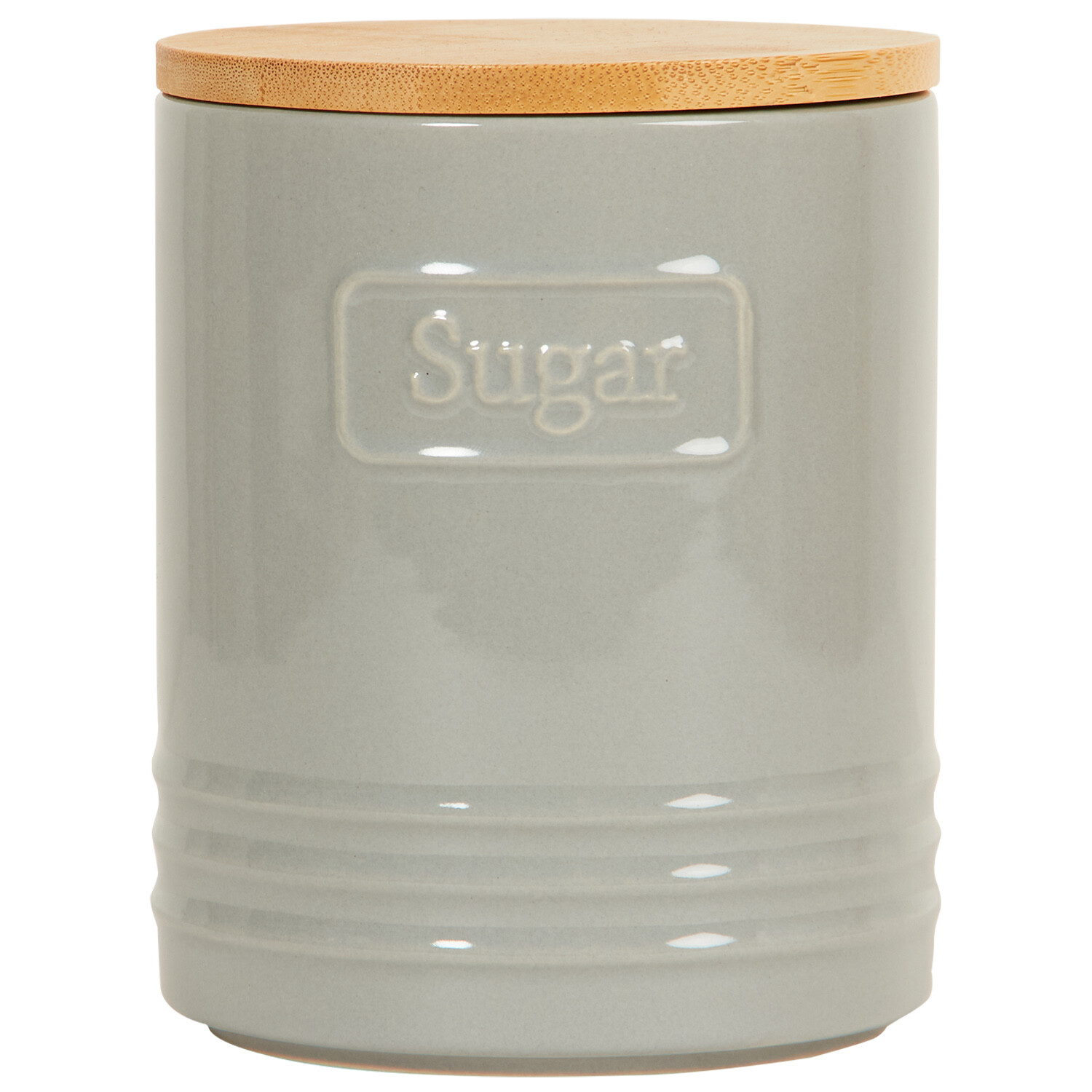 Canister with Bamboo Lid - Grey / Sugar Image 1