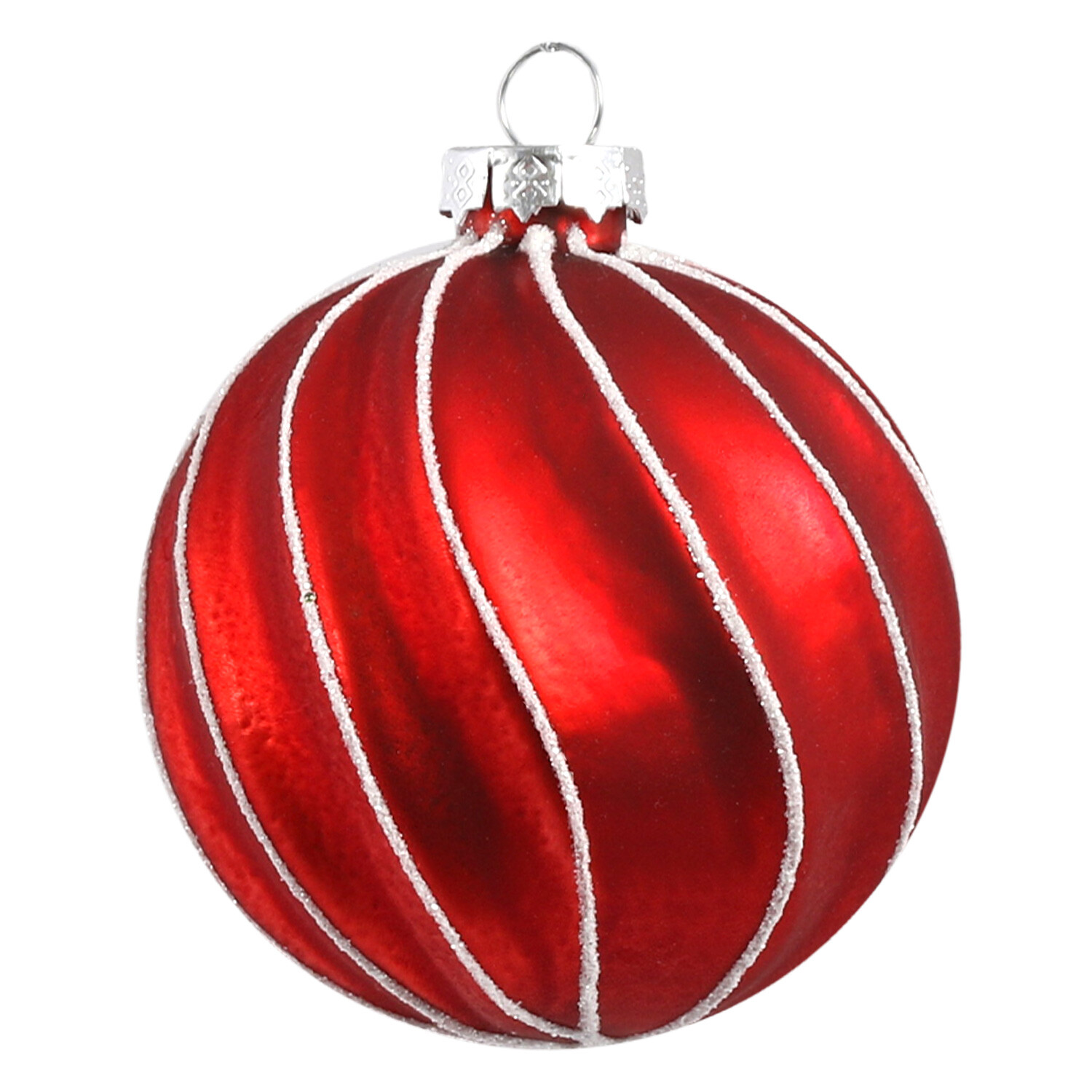 Single Candy Cane Lane Red and White Bauble in Assorted styles Image 3