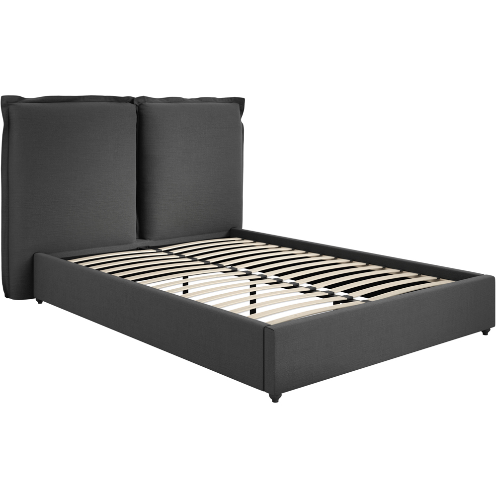 LPD Home Sunday Deep Grey Double Linen Blend Fabric Bed with Pillow-Style Headboard Image 2