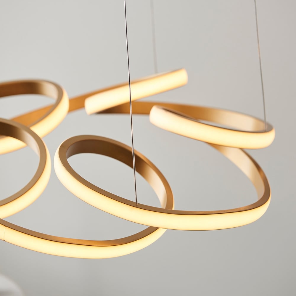 Merano Forli Satin Gold Paint and White Pendant Ceiling Lamp Image 4