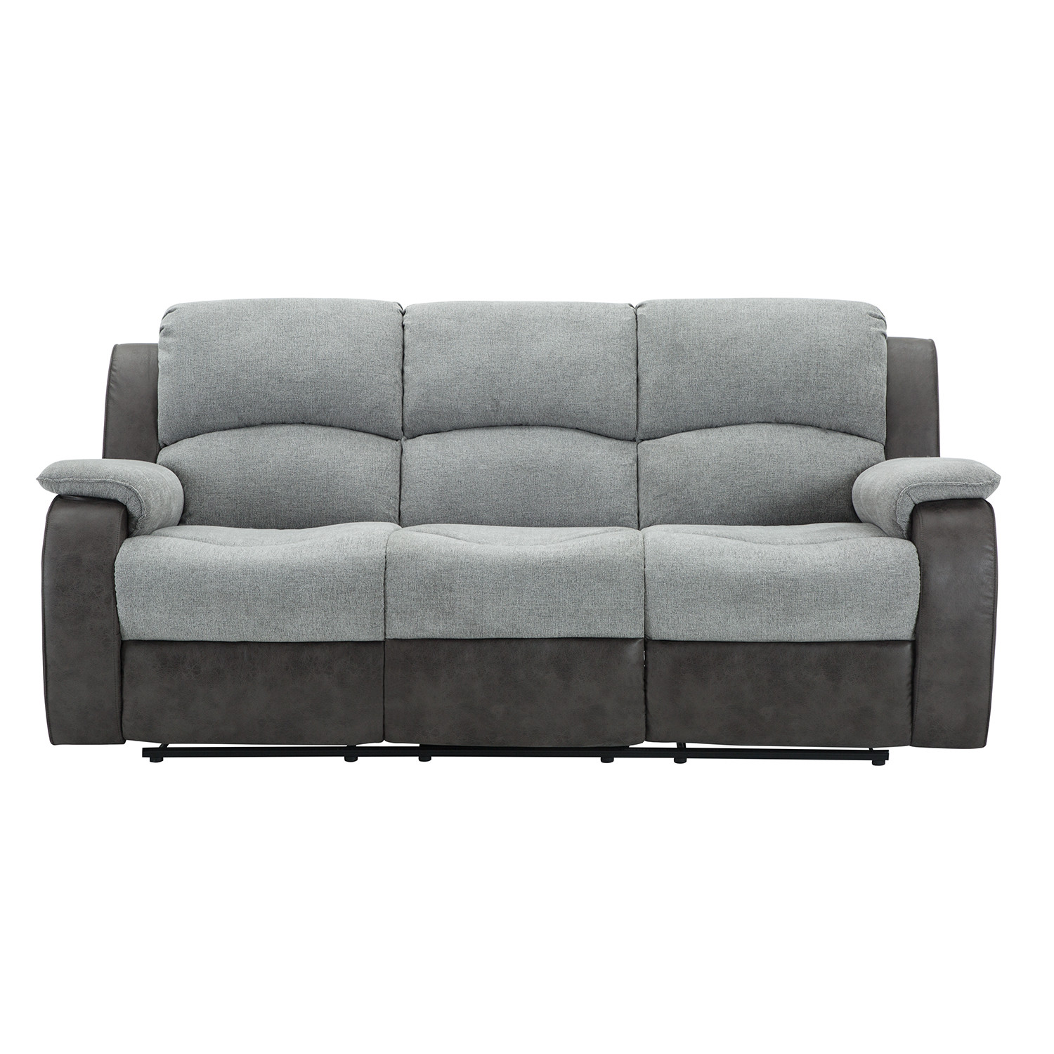 New Charleston 3 Seater Grey Manual Recliner Sofa Image 2