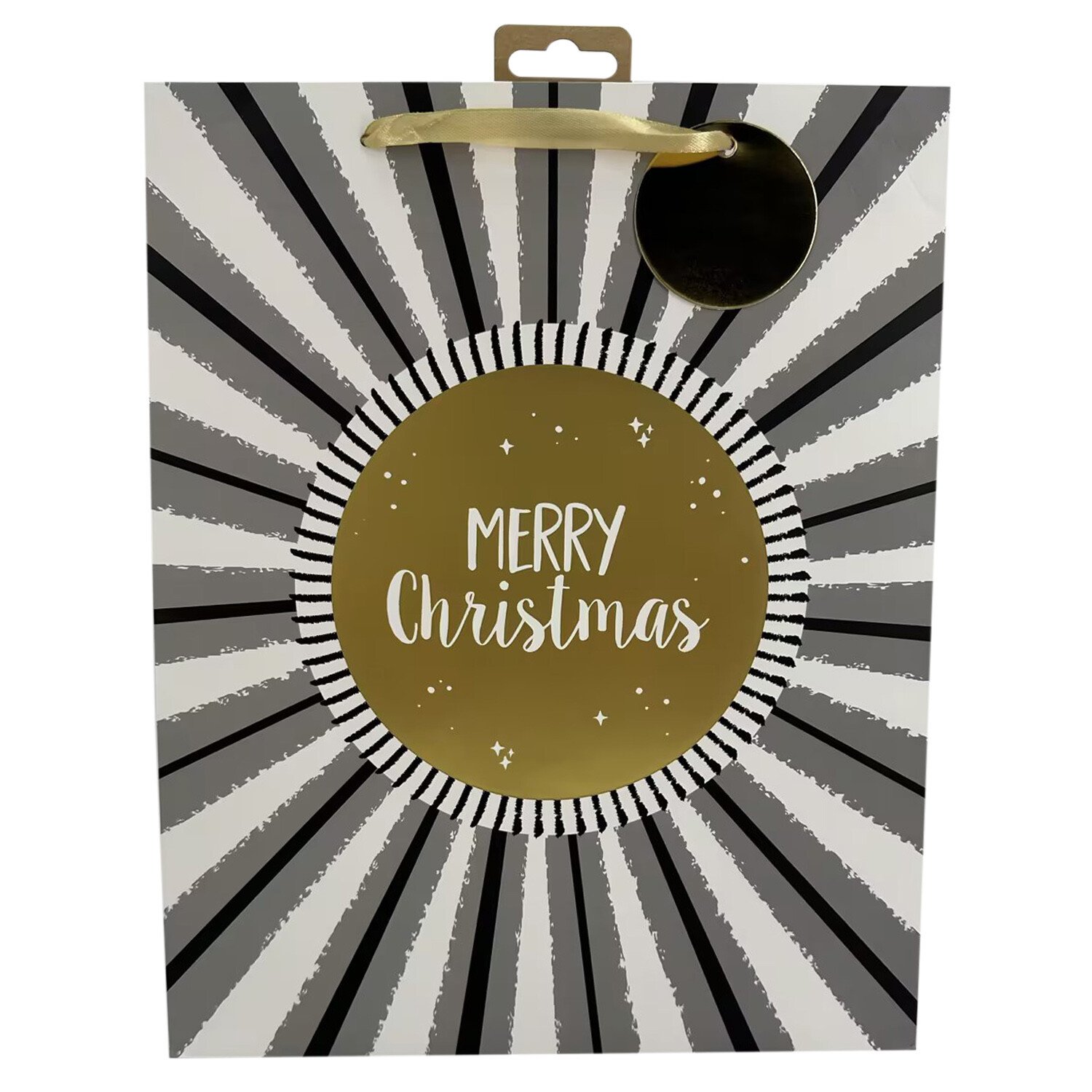 Merry Christmas Paper Gift Bag - Black / Large Image 2