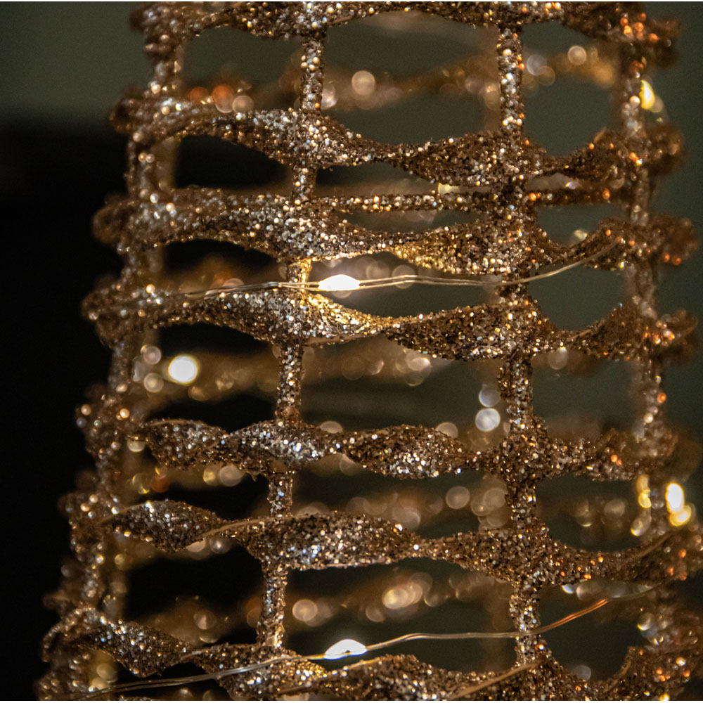 Samuel Alexander Gold Glitter Twist Warm White LED Christmas Cone Trees 3 Pack Image 3