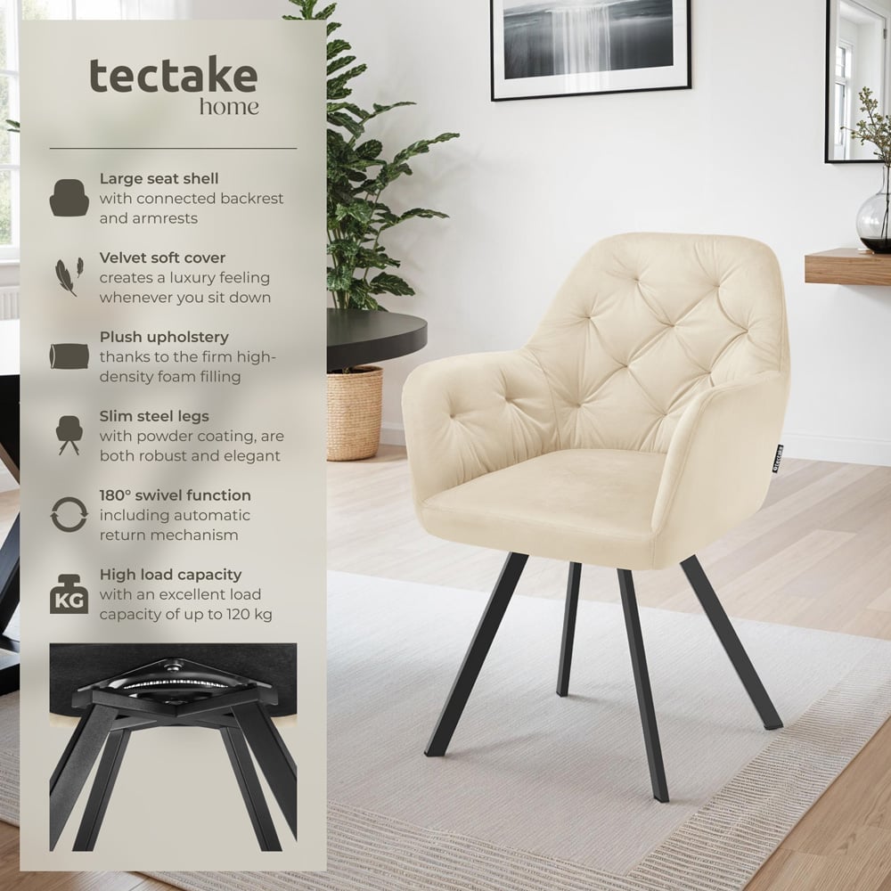 tectake Lucia Cream Quilted Armchair Image 3