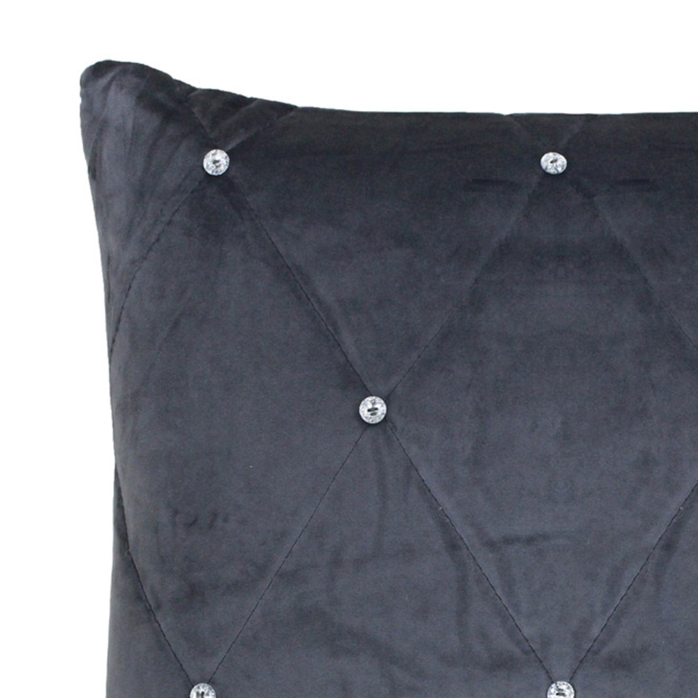 Paoletti New Diamante Pewter Quilted Cushion Large Image 2