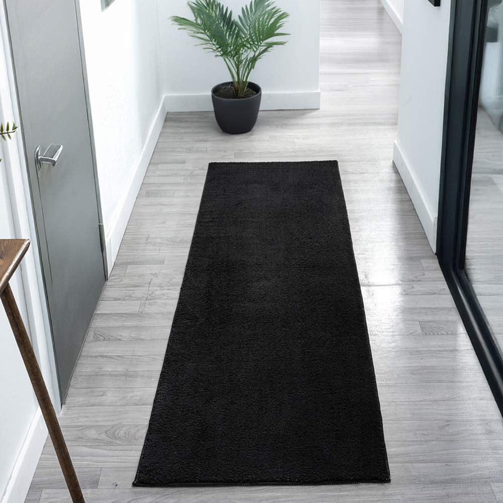 Desire Rugs Comfy Black Anti Slip Felt Backing Rug 60 x 200cm Image 2
