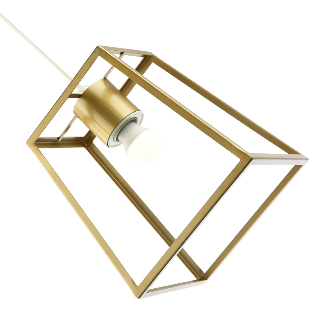 Happy Homewares Industrial Lantern Satin Gold Square Top and Bottom Pendant Shade Image 3