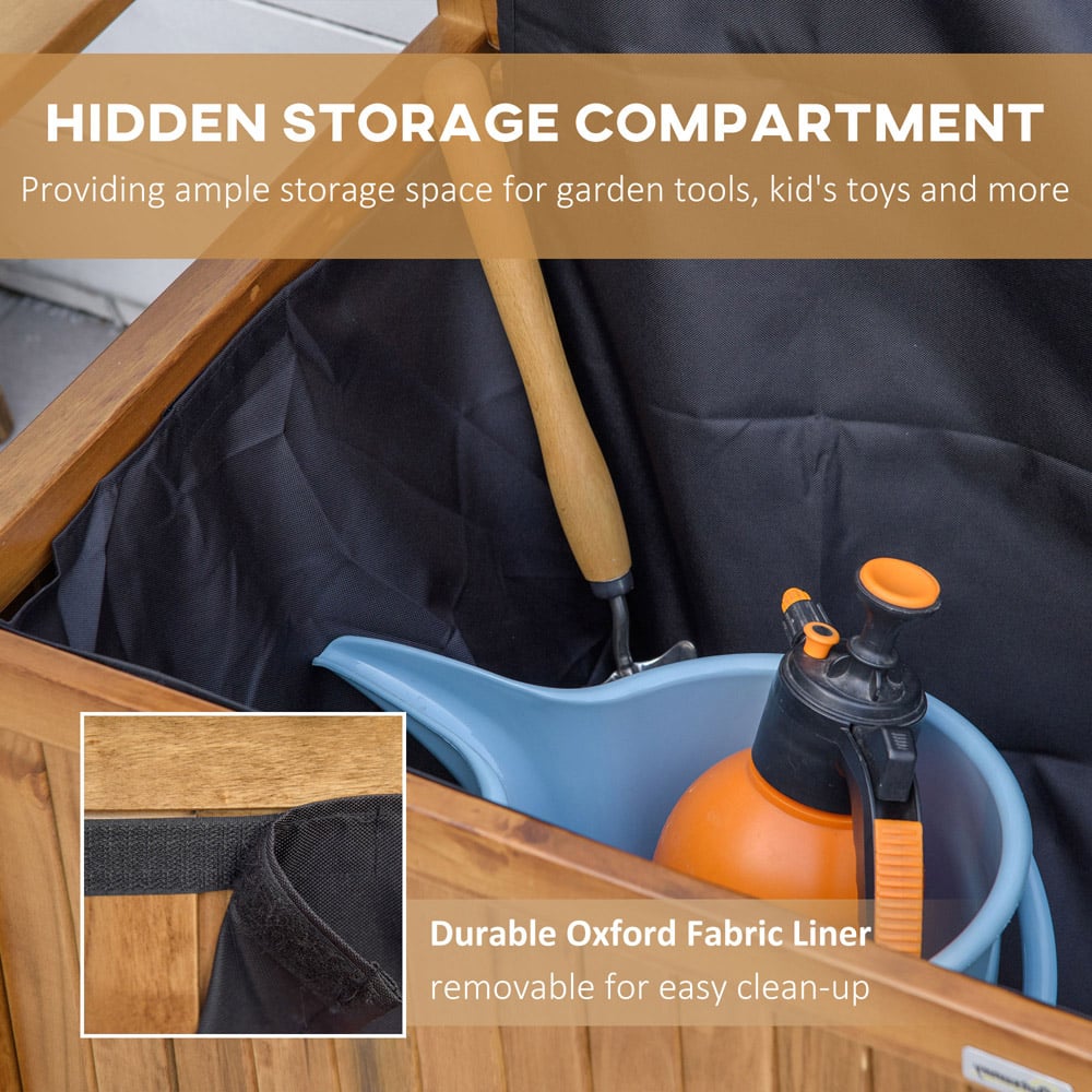 Outsunny 2 Seater Natural Wooden Storage Bench Image 5