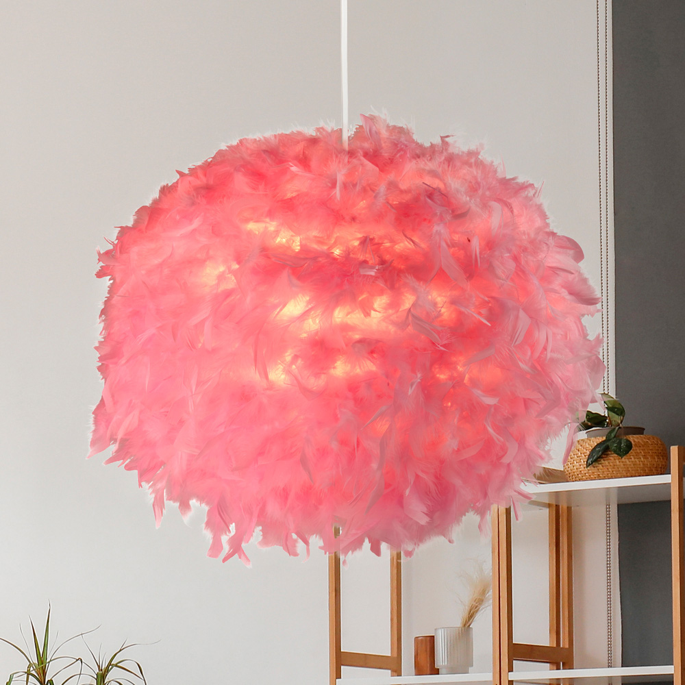 Lighting Collection Pink Feather Shade Image 2