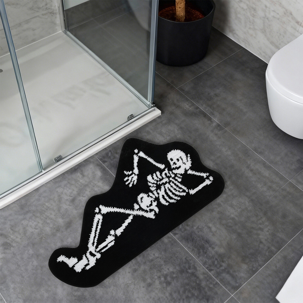 Skeleton Bath Mat Black Image 2