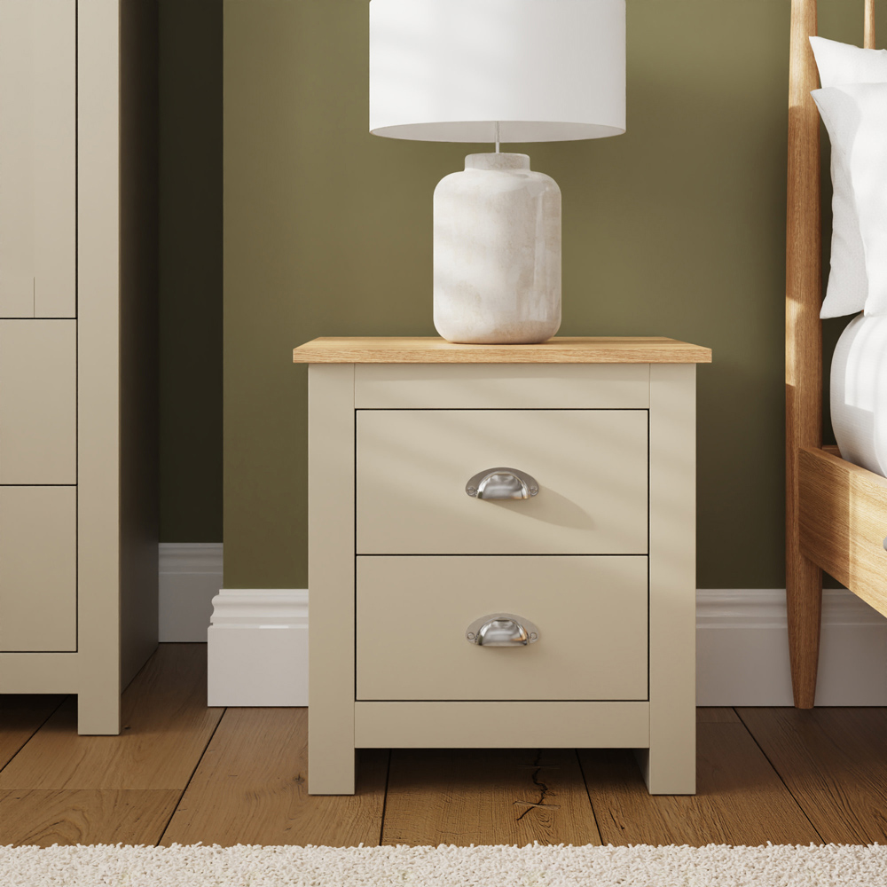 GFW Lancaster 2 Drawer Cream Bedside Table Image 7