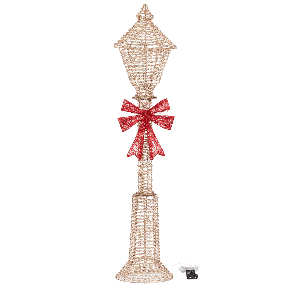 Marco Paul 120cm Gold Glitter LED Pre Lit Lamp Post Outdoor Christmas Decoration Image 2